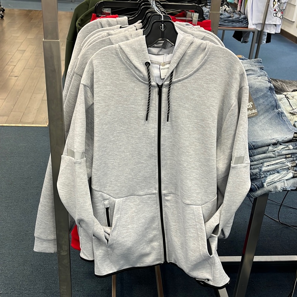 5% stretch cotton grey ‘white tag’ hoodie
